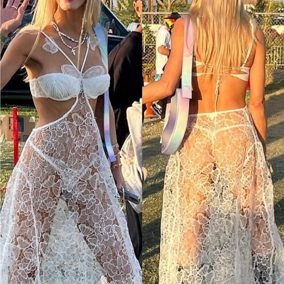 For Love and Lemons Mackenzie Butterfly Lace Slip Cut Out Dress Size Med… - Picture 6 of 14